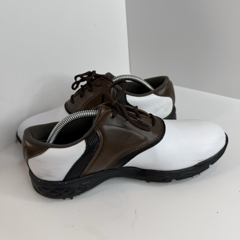 FootJoy Men's Golf Shoes Spiked Lace-Up Leather White/Brown Size 6 M 45041 - Picture 4 of 8